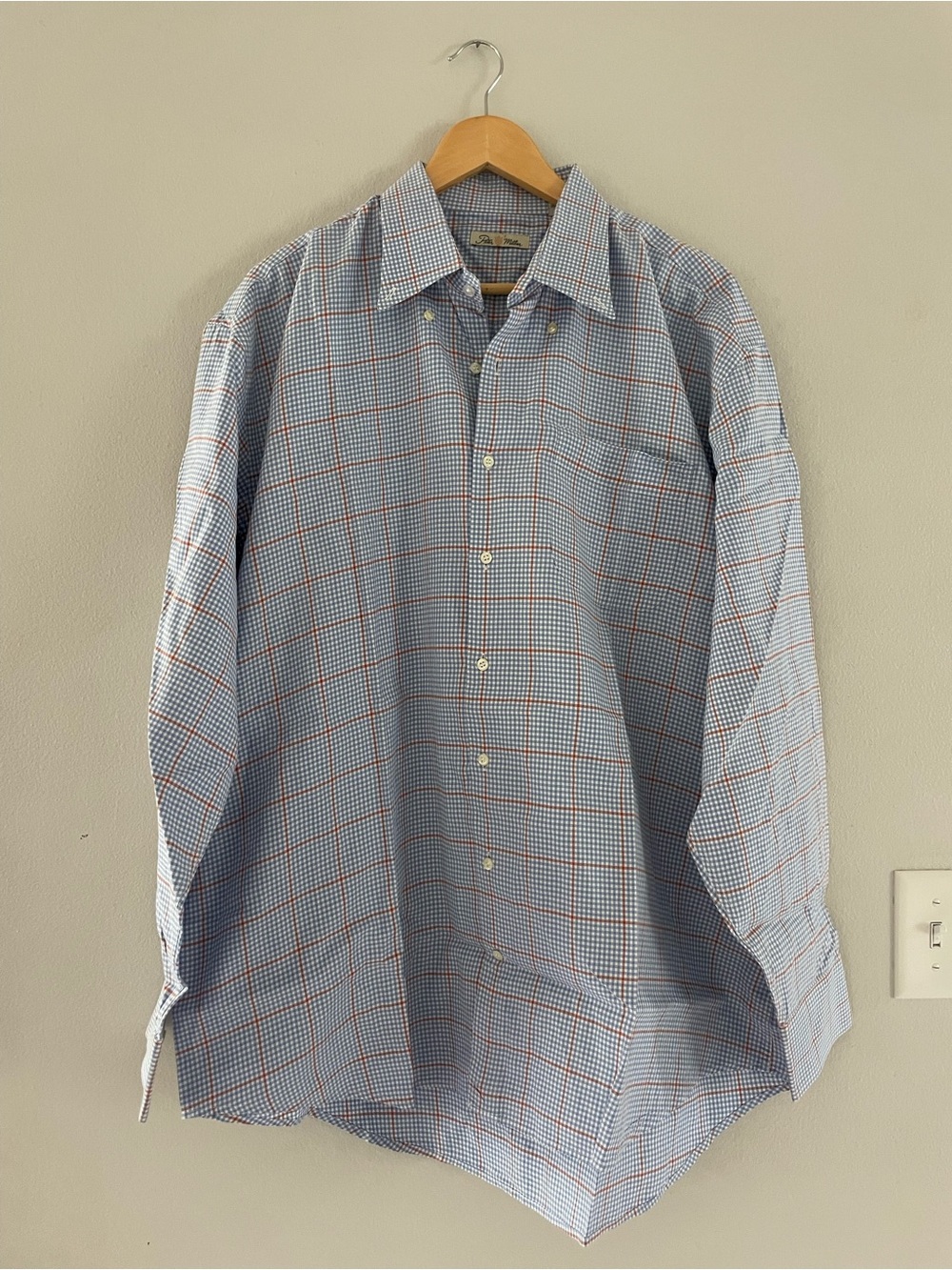 Mens Peter Millar Blue White & Red  Windowpane Dress Shirt